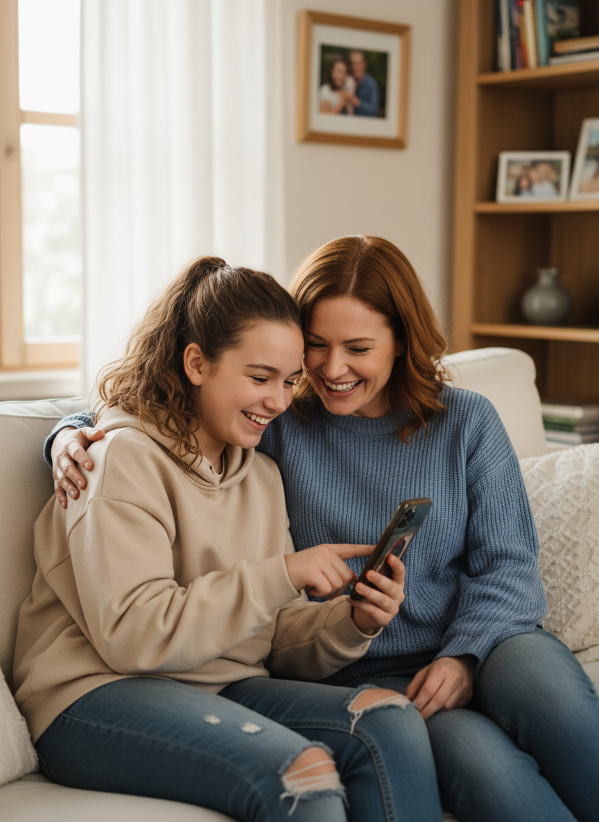 Student sitting with a younger child